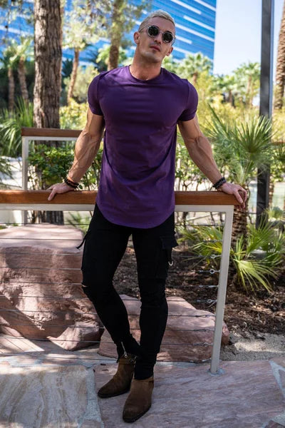 Maxwell - Camiseta de Manga Corta Con Bajo Curvo