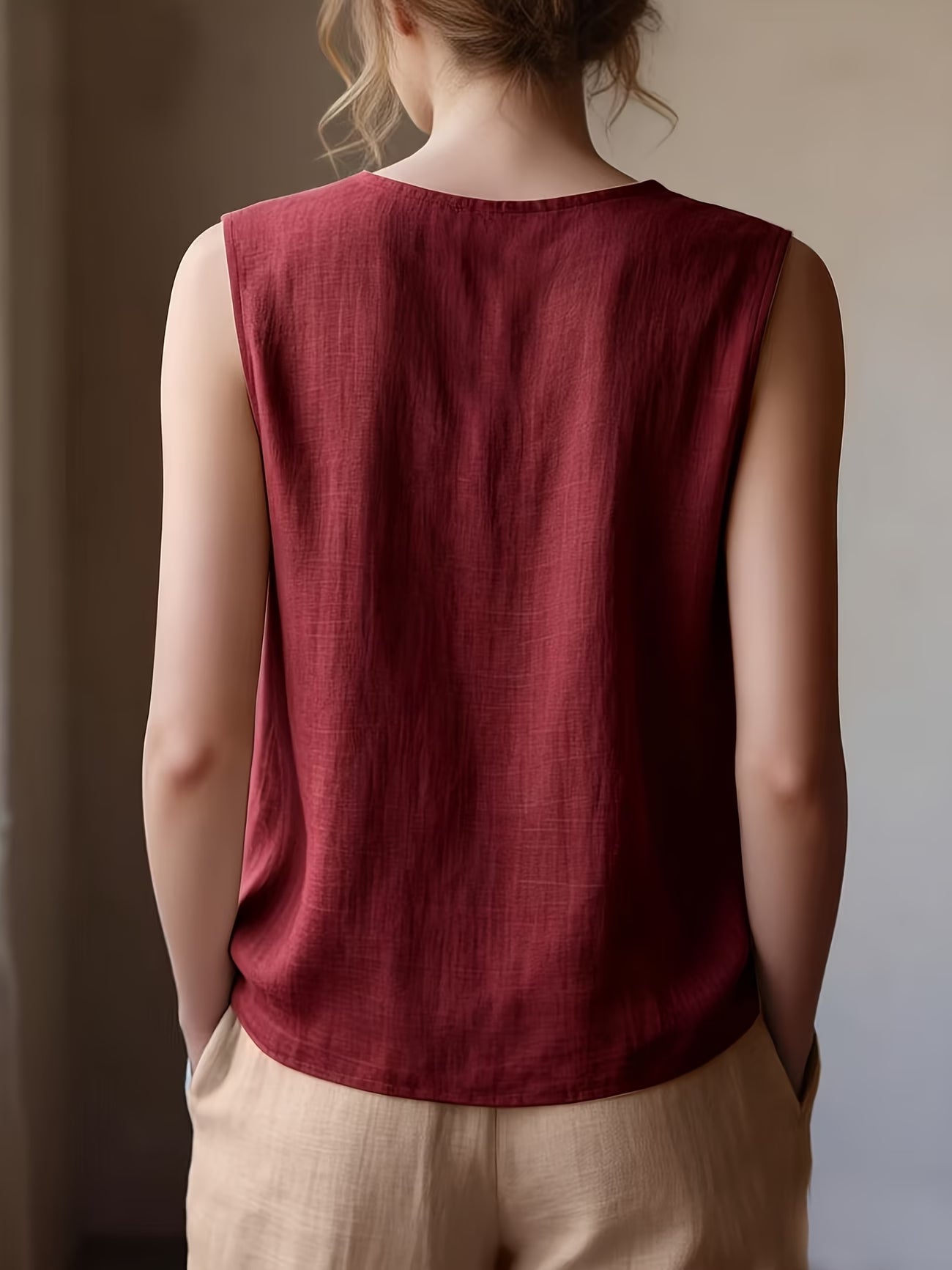 Safiya | Blusa Sin Mangas Con Cuello De Volantes Y Textura