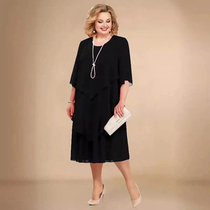 Leva | Vestido Midi de Chifón con Capas