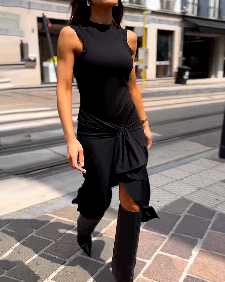 Viana | Vestido Midi Sin Mangas Con Cuello Alto