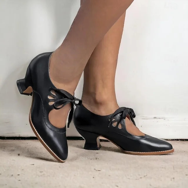 Zydrune | Zapatos Tacón Bajo Cordón Estilo Vintage