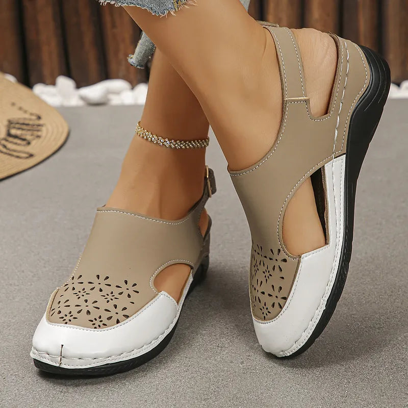 Anesa | Sandalias Cómodas Con Cuña Talón Abierto y Aberturas