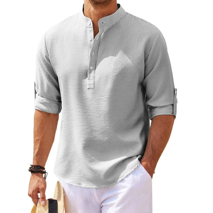 Tjeerd | Camisa Henley Con Cuello De Banda Texturizado