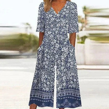 Nerina | Mono Floral De Pierna Ancha
