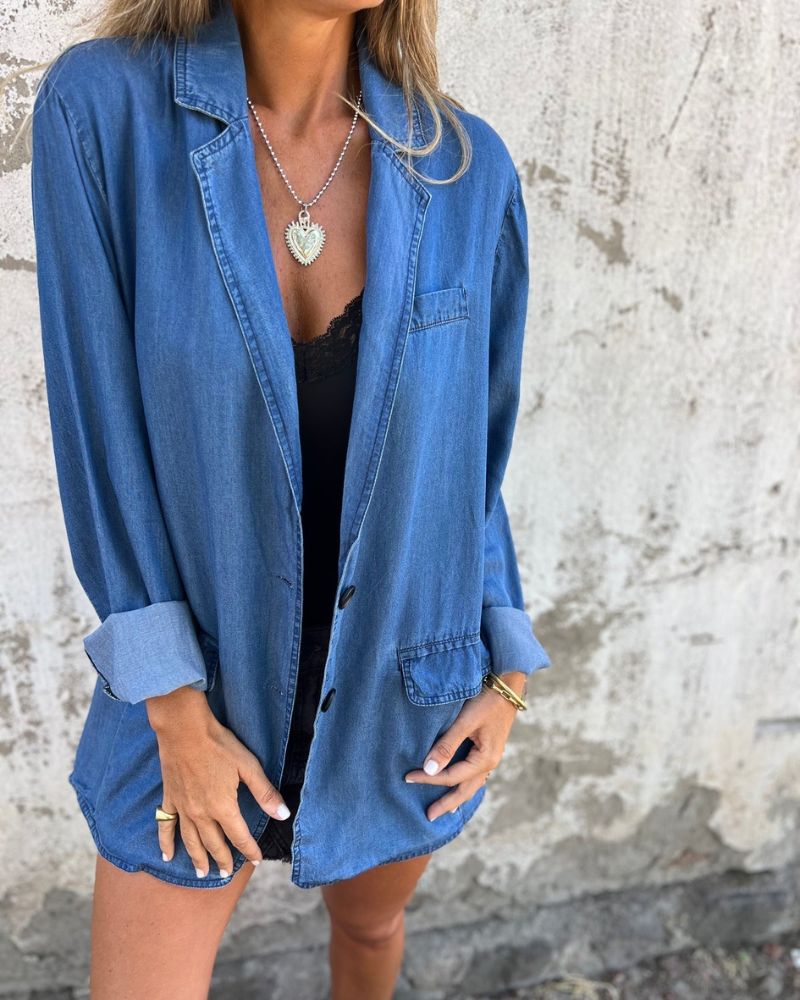 Romilda | Chaqueta Denim Talla Grande Con Botones Frontales