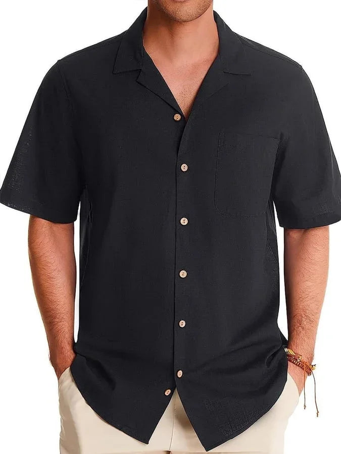 Huib | Camisa de Manga Corta Con Cuello Camp y Bolsillo