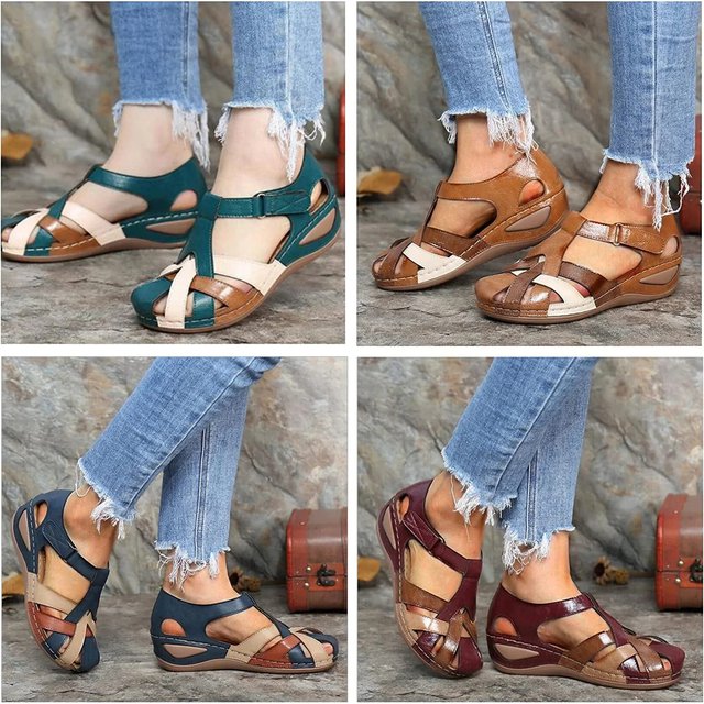 Kareena - Sandalias Planas Con Tiras y Aberturas Puntera Cerrada