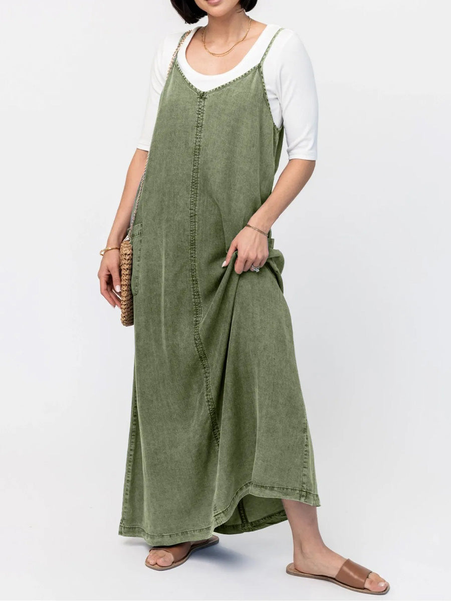 Éricaa | Vestido Largo de Corte Holgado Estilo Vaquero