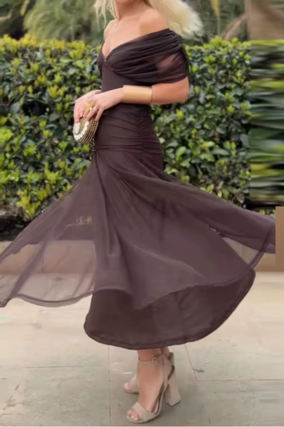 Nefeli | Vestido Maxi Fiesta Floral Escote Bardot