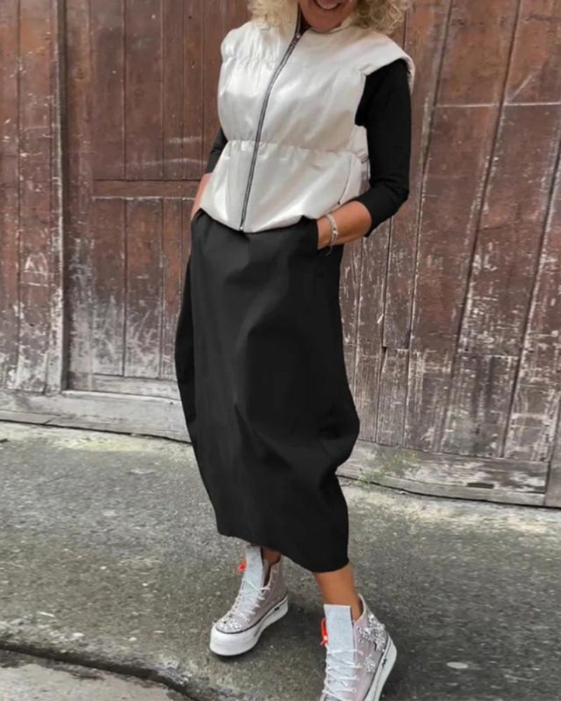 Magdana | Vestido MIDI De Manga Tres Cuartos Holgado