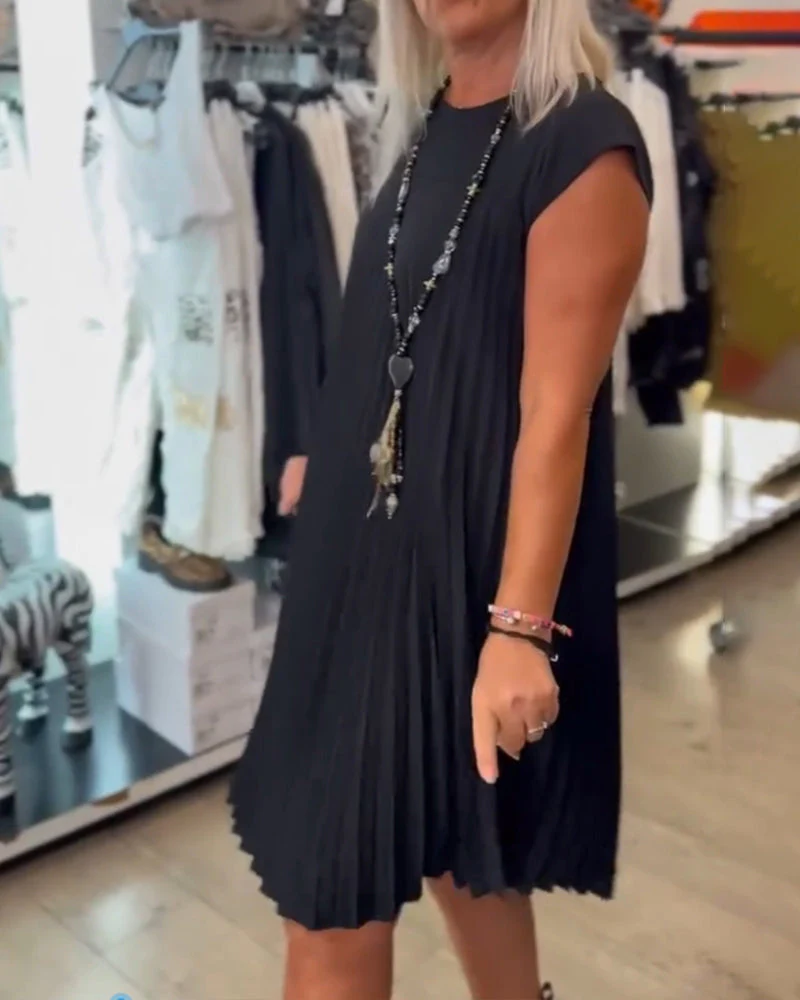 Shihua | Vestido De Corte en a Con Mangas Casquillo Y Pliegues