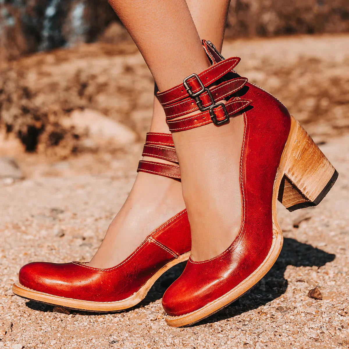 Steffie - Zapatos de Salón Con Tacón Grueso y Tiras