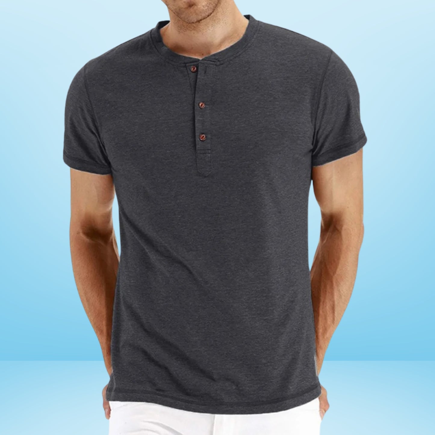 Bilgert | Camiseta Henley de Manga Corta Lisa