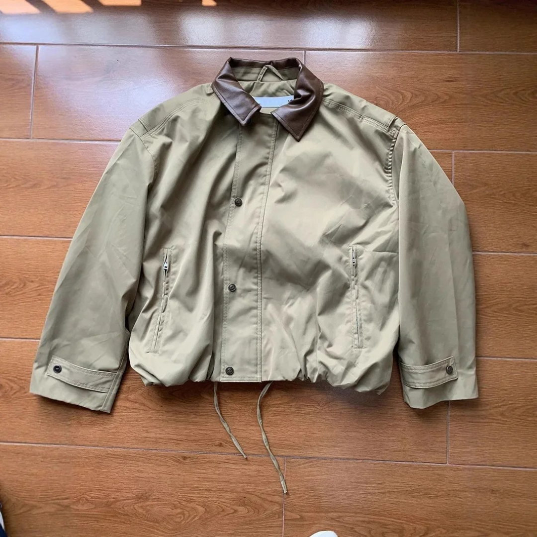 Jacke im retro | Chaqueta retro con cuello de cuero