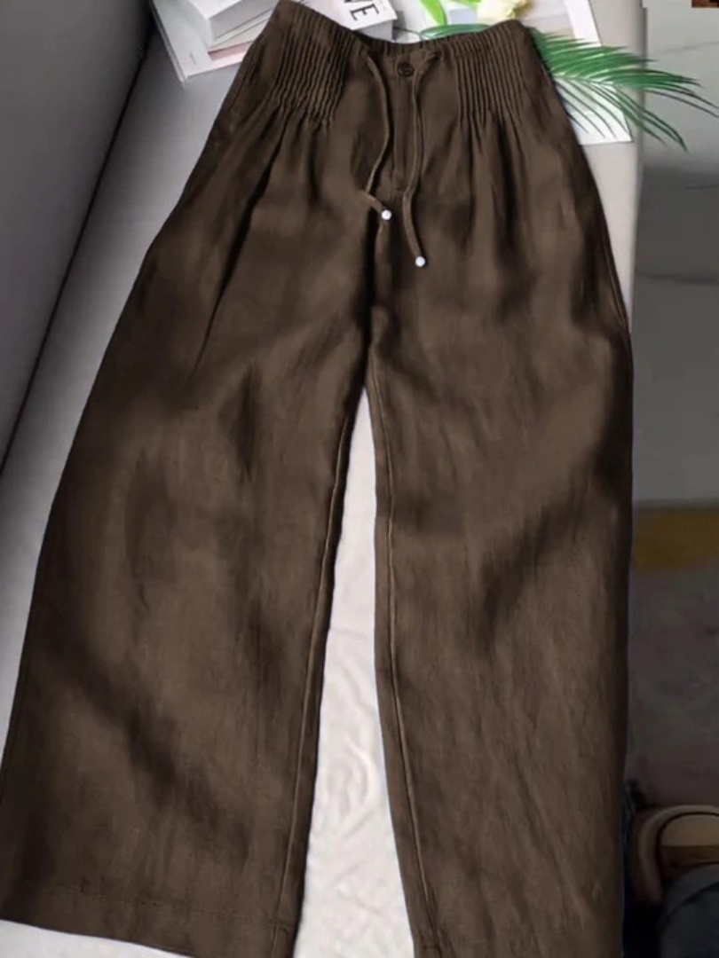 Kuupik | Pantalón Lino Mujer Wide Leg Plisado