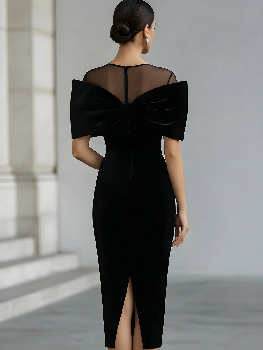 Inkeri | Vestido Midi Negro Con Lazo De Malla