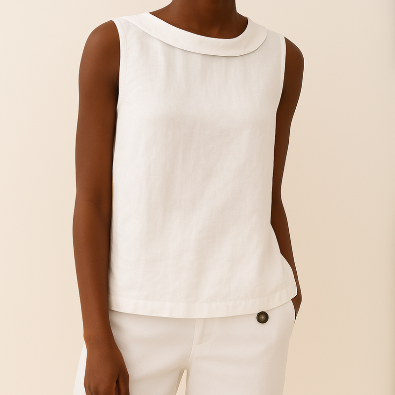 Anya | Blusa Sin Mangas De Cuello Redondo en Azul Claro