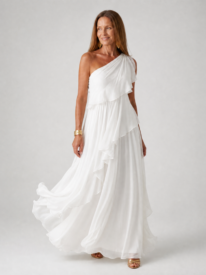 Seyma | Vestido Maxi Asimétrico Con Volantes