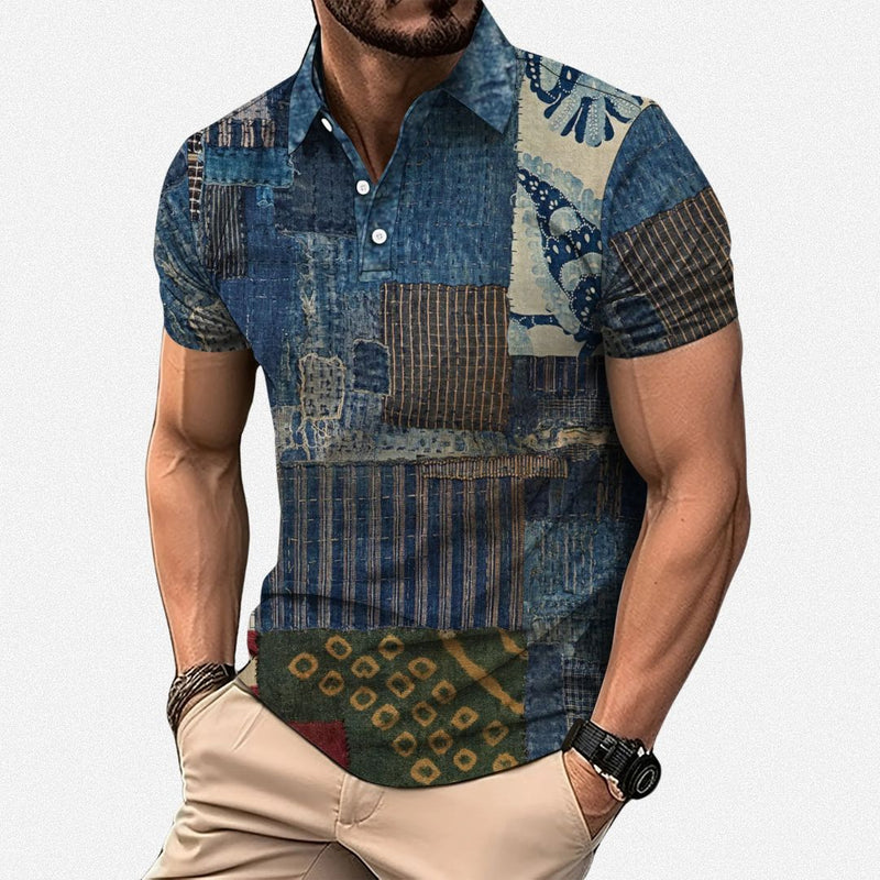 Gasan - Polo De Manga Corta Con Diseño Patchwork Multicolor