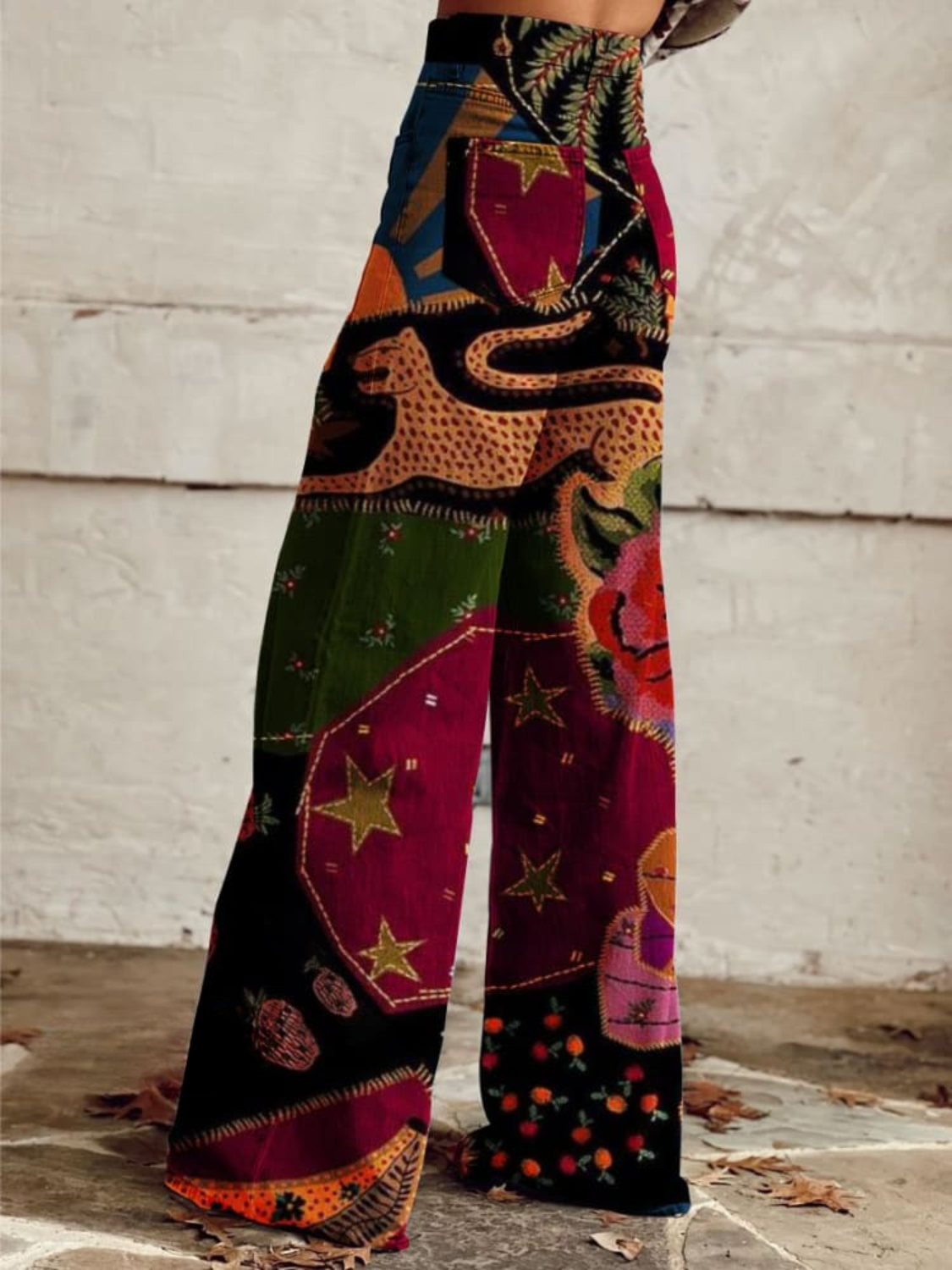 ERINA | Pantalones Con Estampado Vintage Boho de Patchwork