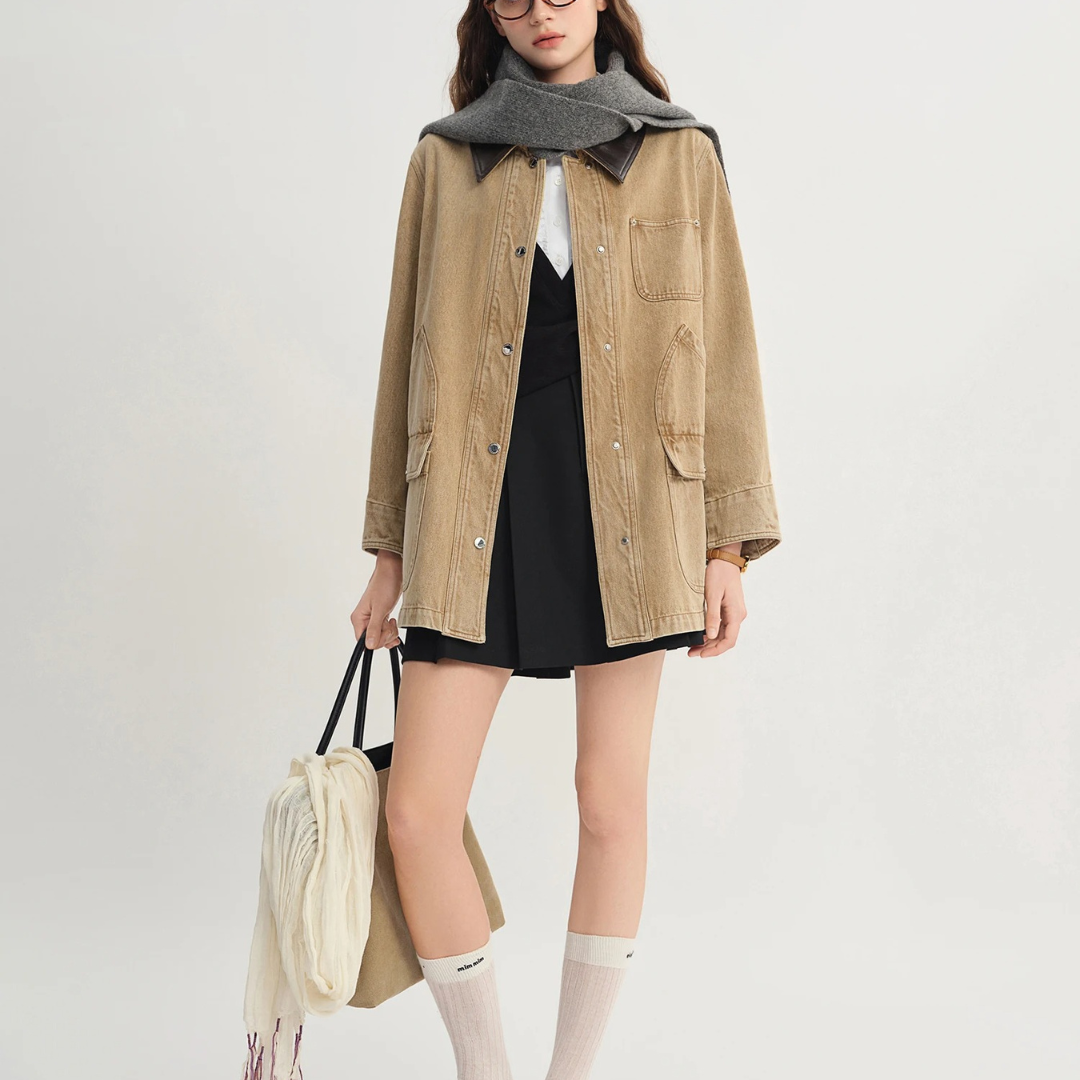 Prismflow | Chaqueta de mezclilla con cuello contrastante