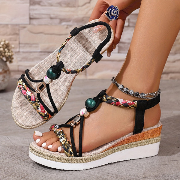 Tasia | Sandalias De Plataforma Con Tiras en T Trenzadas