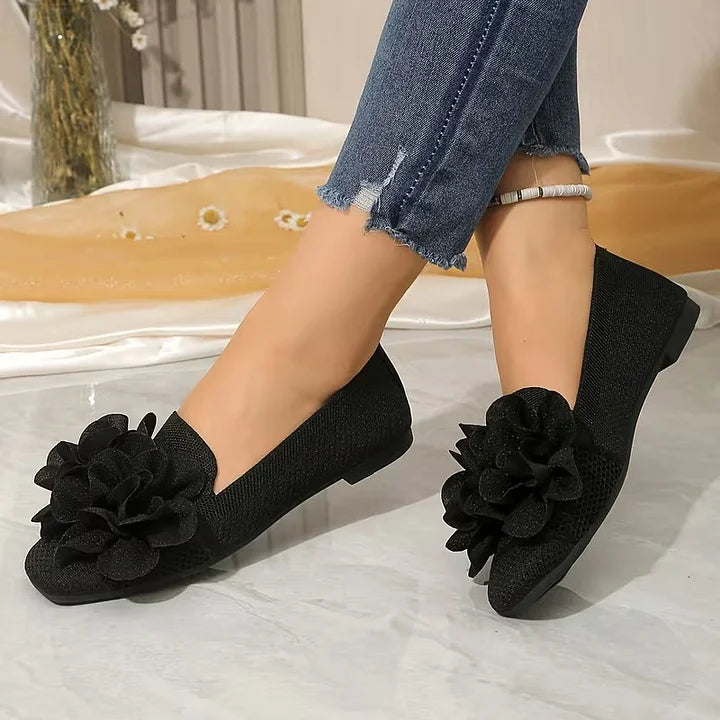 Catriona - Zapatos Planos Sin Cordones Con Punta Cuadrada Y Detalle Floral