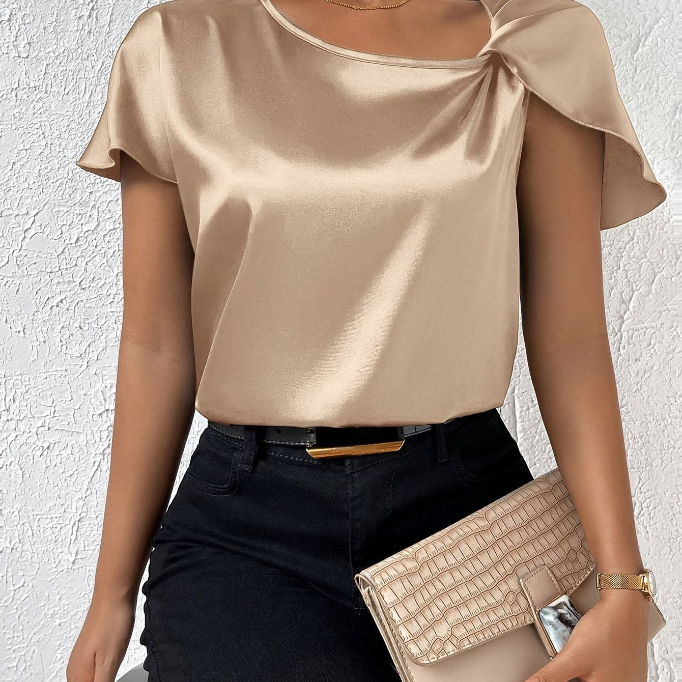 Loretta | Blusa Con Efecto Satén Y Mangas Con Volantes