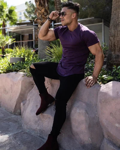 Maxwell - Camiseta de Manga Corta Con Bajo Curvo