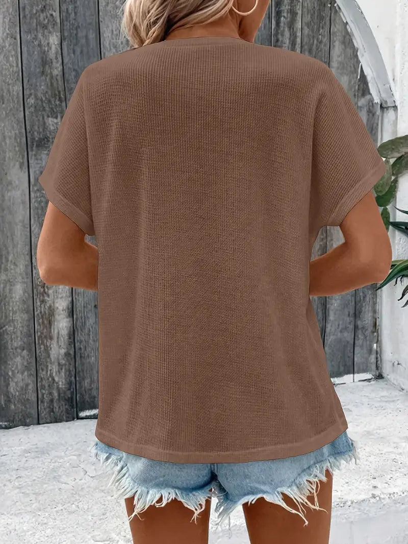 Marylou | Camiseta de Manga Corta Cuello Redondo y Botones