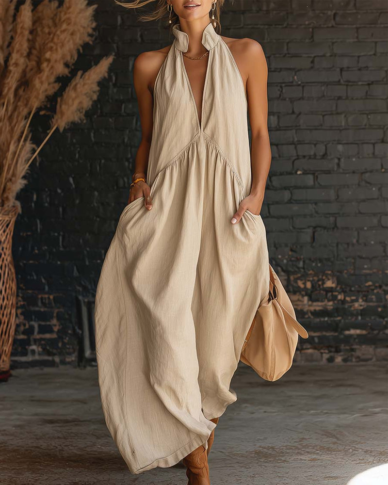 Saorla | Vestido Largo sin Mangas con Cuello Halter