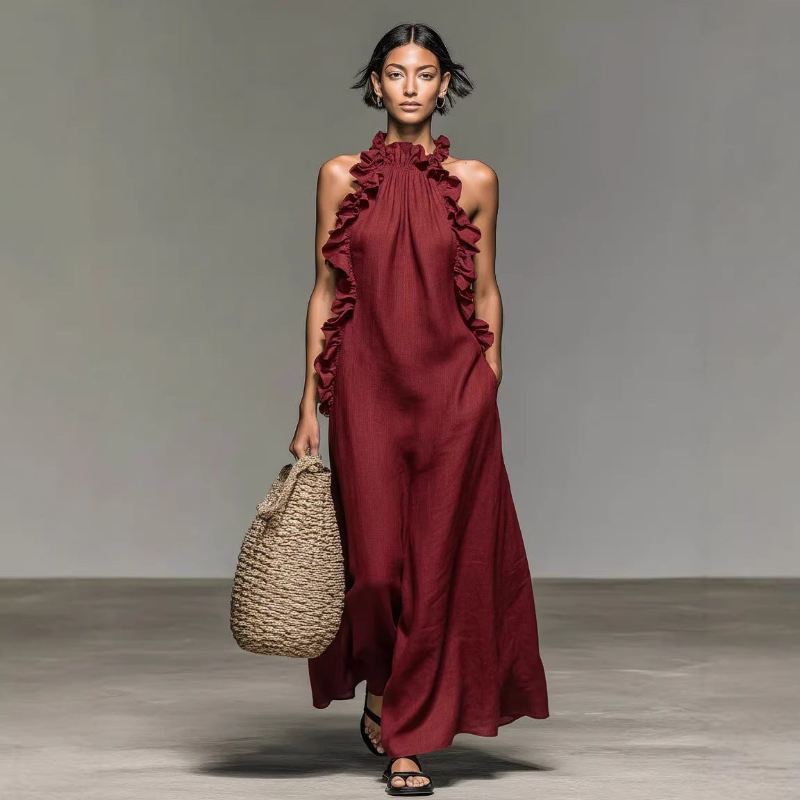 Vasara | Vestido Maxi Sin Mangas Con Volantes
