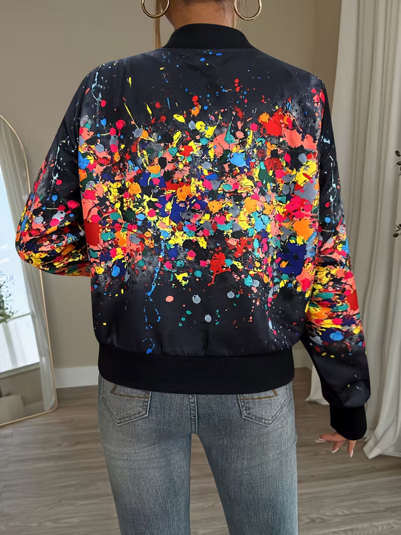 Deloova | Chaqueta Bomber con Estampado Abstracto