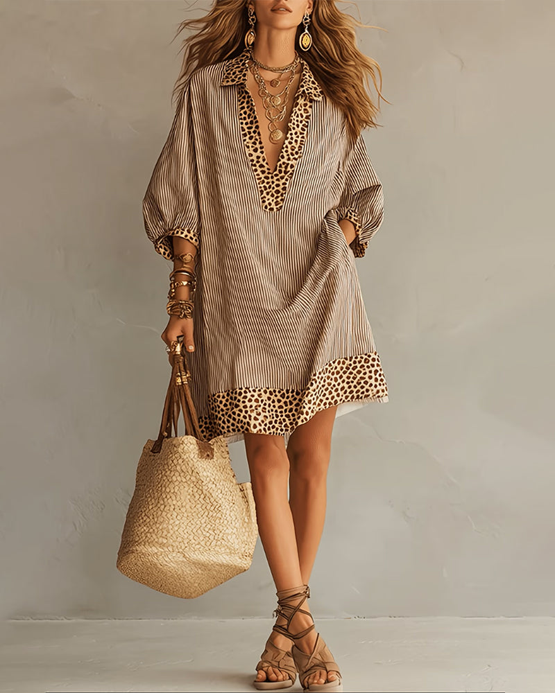 Marget | Vestido Camisero con Rayas y Manga Abullonada