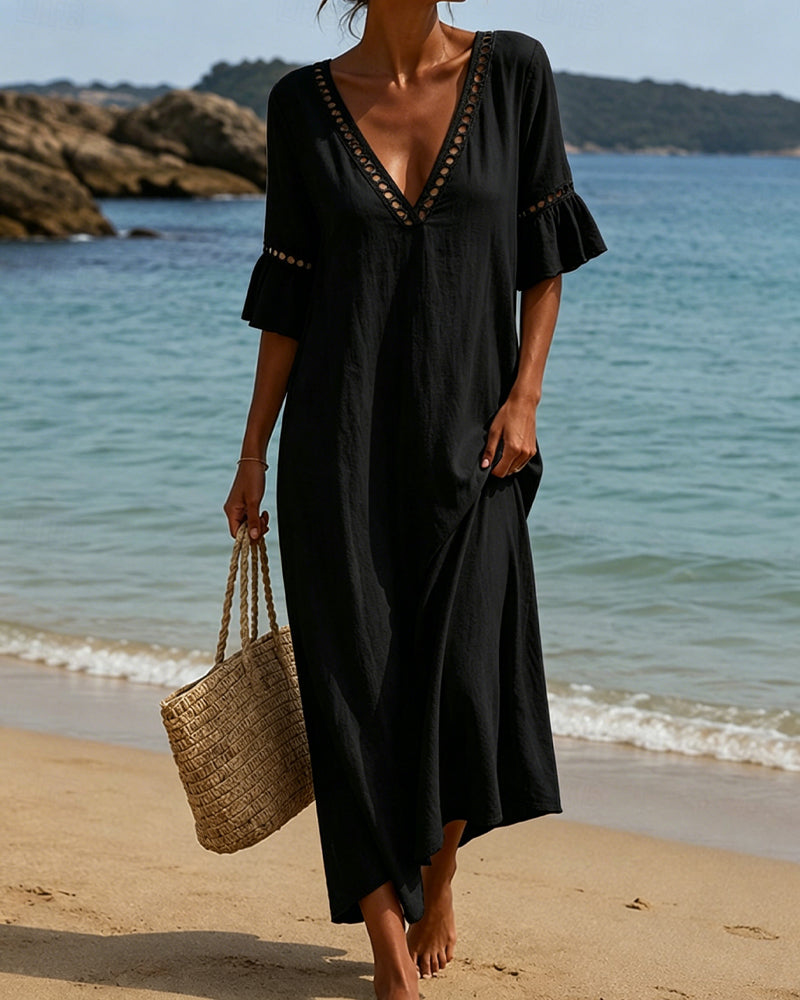 Nellina | Vestido Maxi Con Escote en V