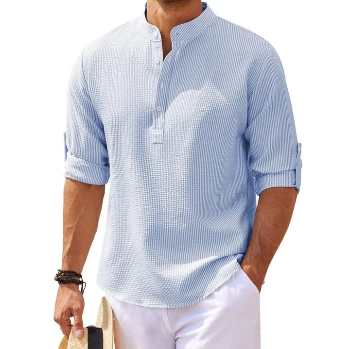Tjeerd | Camisa Henley Con Cuello De Banda Texturizado