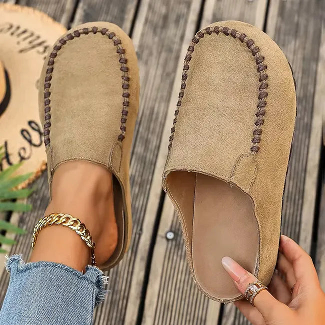 Wendi | Zuecos Sin Cordones De Puntera Cerrada Con Acabado Tipo Ante