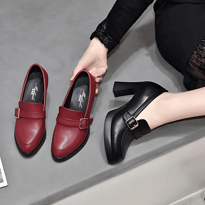 Lueena | Zapatos de Salón de Punta Redonda y Tacón Grueso
