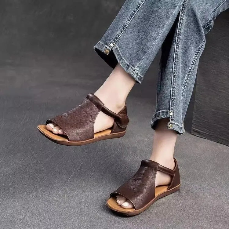 Shanera - Sandalias Planas Con Tiras y Puntera Abierta