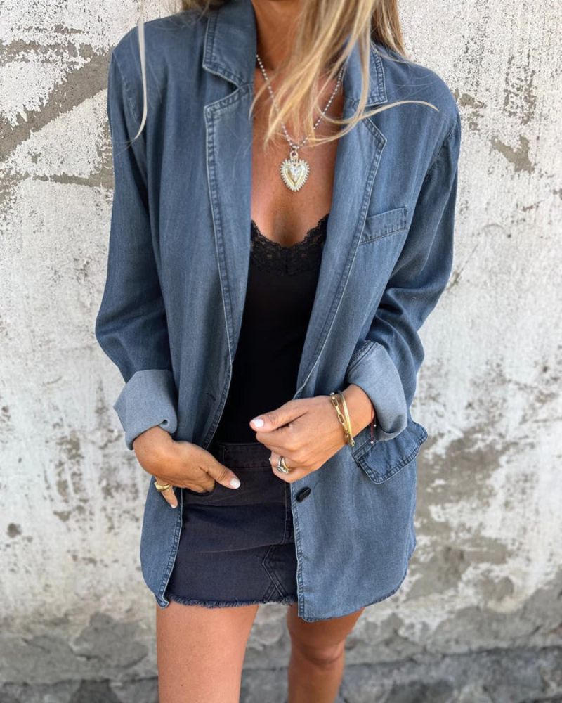 Romilda | Chaqueta Denim Talla Grande Con Botones Frontales