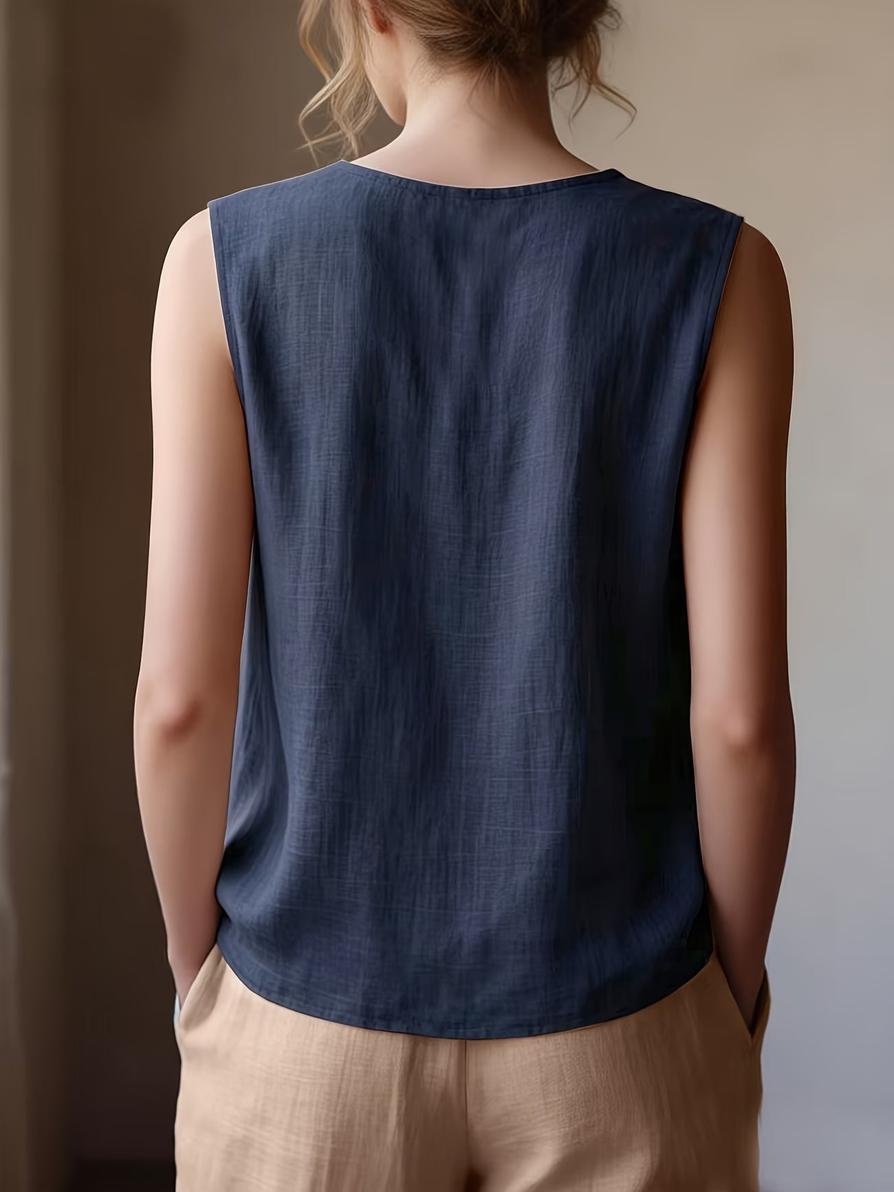 Safiya | Blusa Sin Mangas Con Cuello De Volantes Y Textura
