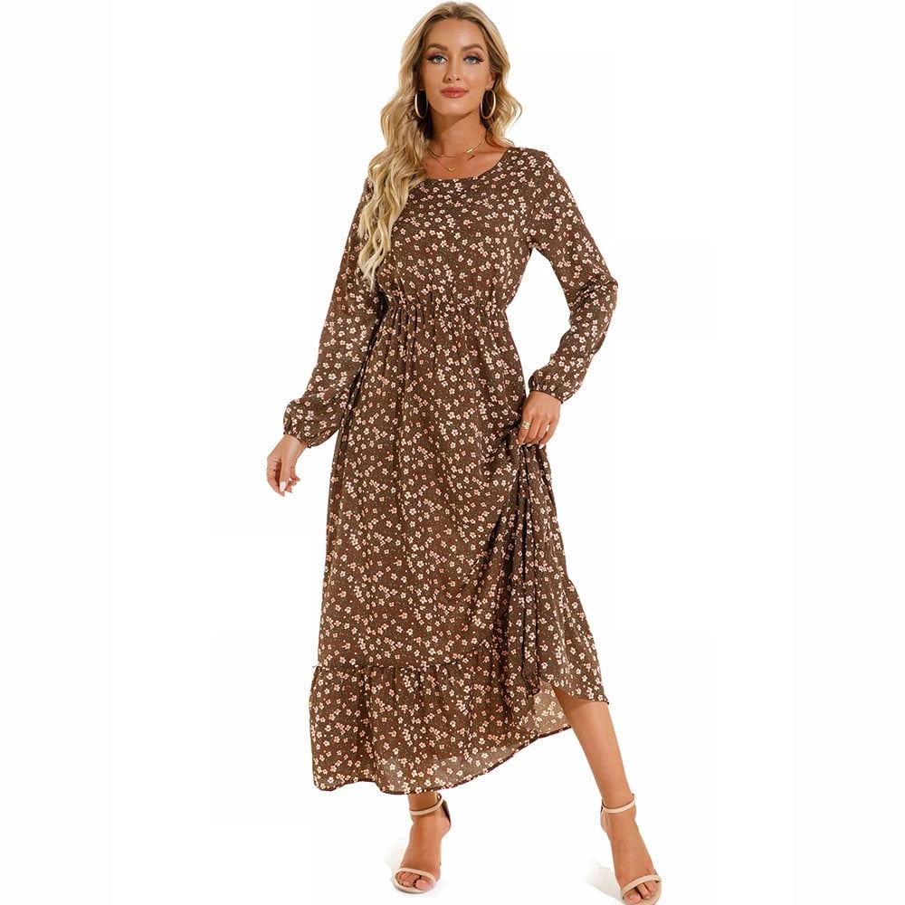 Trisha | Vestido Maxi Floral de Manga Larga