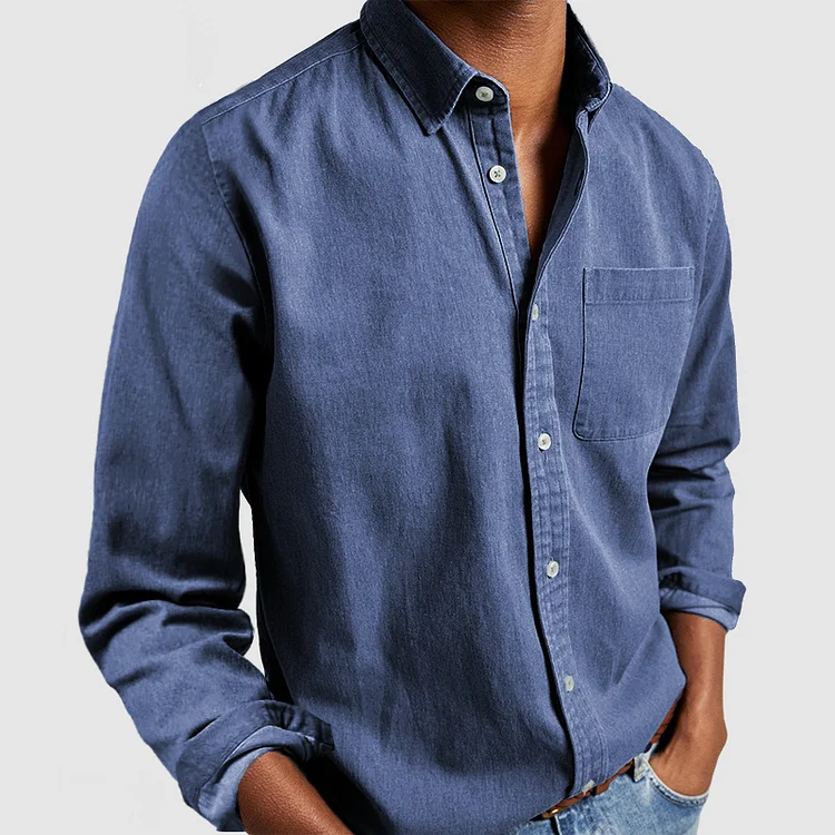 Carel - Camisa Informal de Manga Larga Con Botones y Bolsillo en el Pecho