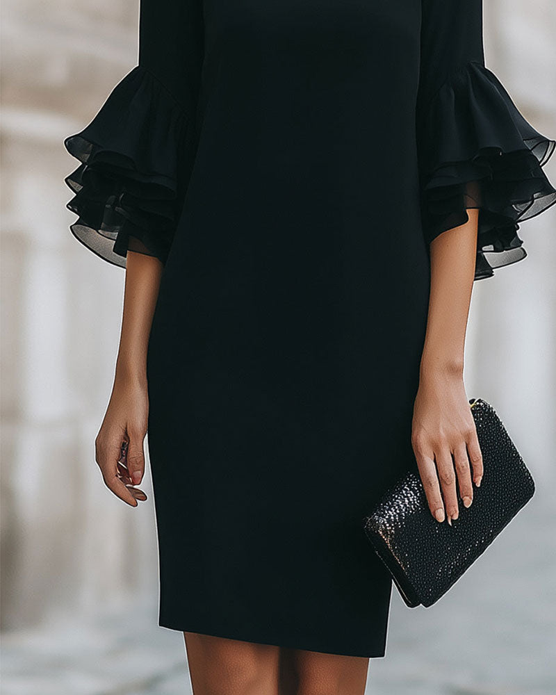 Catalinan | Vestido midi con Mangas de Volantes