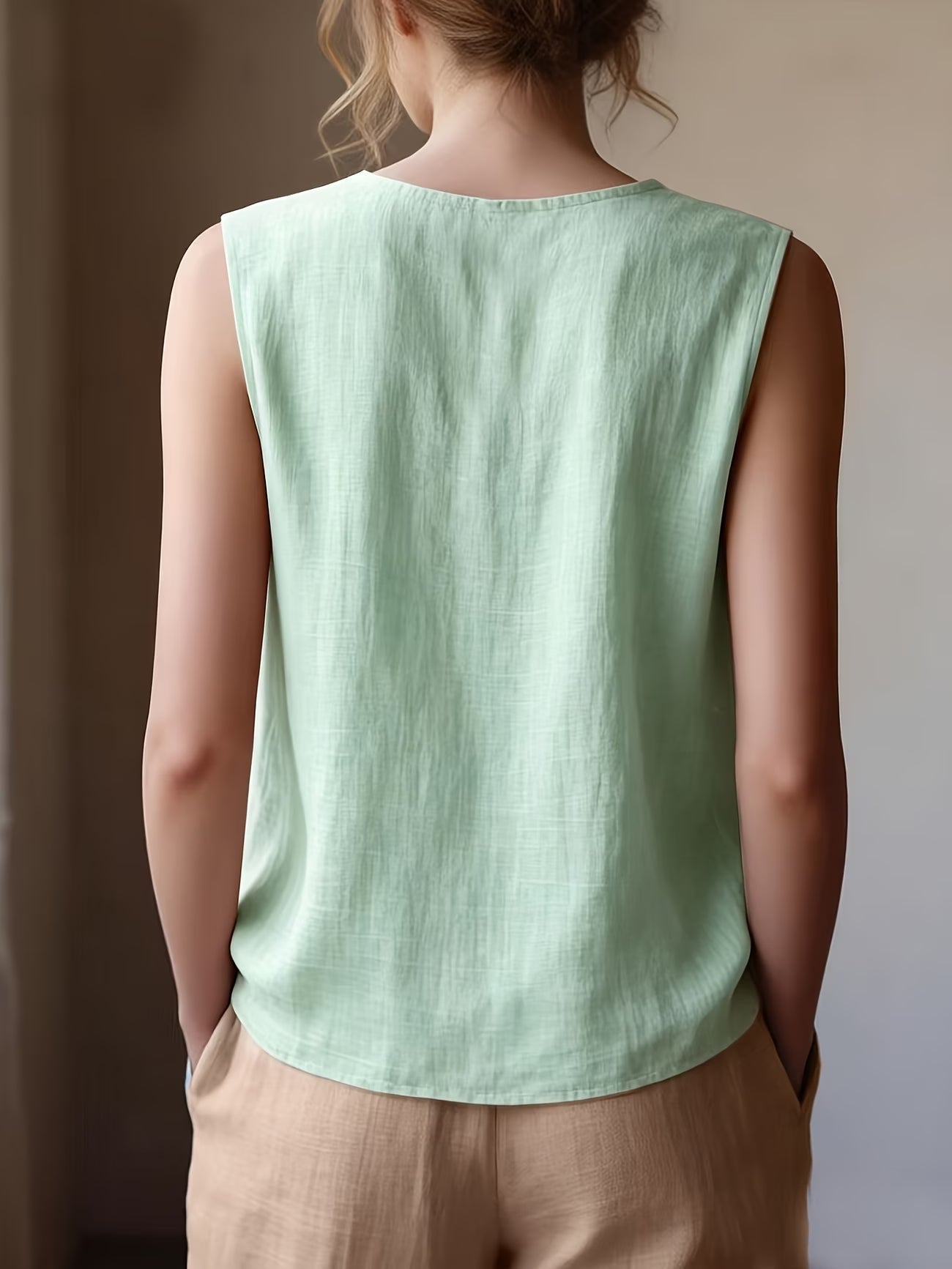 Safiya | Blusa Sin Mangas Con Cuello De Volantes Y Textura