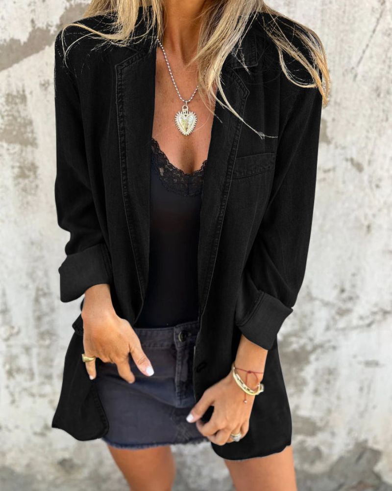 Romilda | Chaqueta Denim Talla Grande Con Botones Frontales