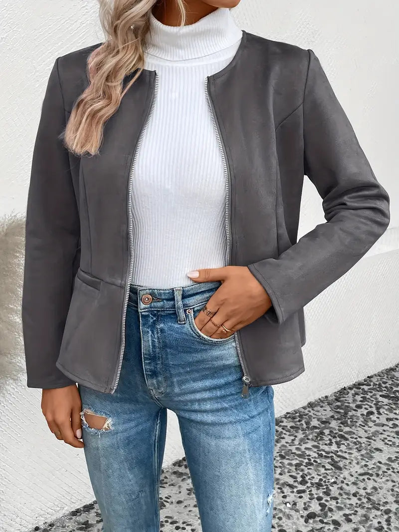 Roksana | Chaqueta Entallada de Manga Larga Con Cremallera