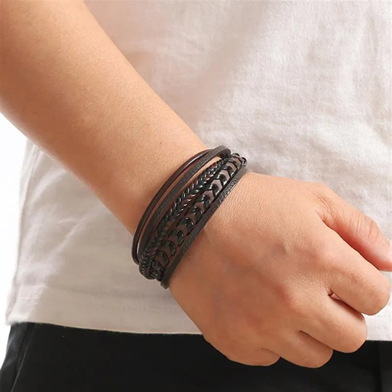 Lennart | Pulsera de Varias Capas con Efecto piel y Detalle Trenzado