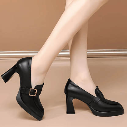 Lueena | Zapatos de Salón de Punta Redonda y Tacón Grueso