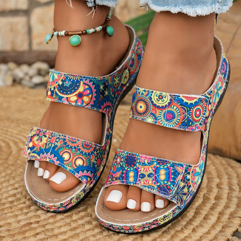 Dhifef | Sandalias De Punta Abierta Con Estampado Y Doble Tira